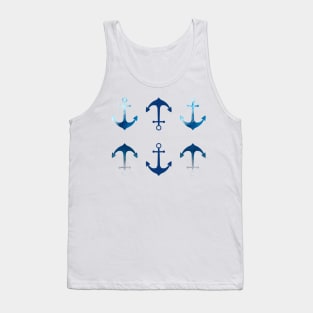 Blue Anchor Stickers Set Tank Top